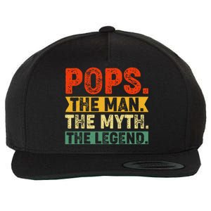 POPS THE MAN THE MYTH THE LEGEND Father's Day Gift Grandpa Wool Snapback Cap