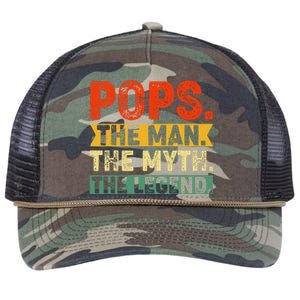 POPS THE MAN THE MYTH THE LEGEND Father's Day Gift Grandpa Retro Rope Trucker Hat Cap