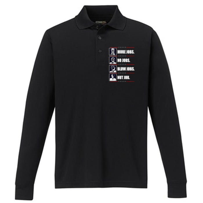 Political Trump More Jobs Obama Clinton Biden Performance Long Sleeve Polo