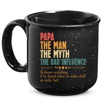 Papa The Man The Myth The Bad Influence Fathers Day 15oz Campfire Ceramic Mug