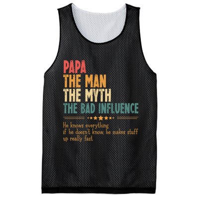 Papa The Man The Myth The Bad Influence Fathers Day Mesh Reversible Basketball Jersey Tank