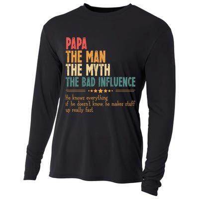 Papa The Man The Myth The Bad Influence Fathers Day Cooling Performance Long Sleeve Crew