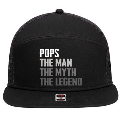 Pops The Man The Myth The Legend 7 Panel Mesh Trucker Snapback Hat