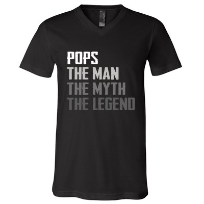 Pops The Man The Myth The Legend V-Neck T-Shirt