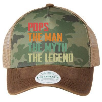 Pops The Man The Myth The Legend Legacy Tie Dye Trucker Hat