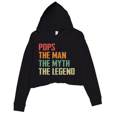 Pops The Man The Myth The Legend Crop Fleece Hoodie