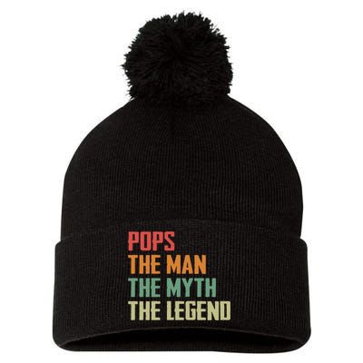 Pops The Man The Myth The Legend Pom Pom 12in Knit Beanie