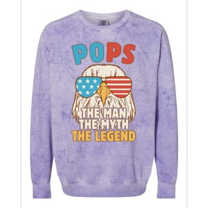 Pops The Man The Myth The Legend Father's Day Grandpa Colorblast Crewneck Sweatshirt