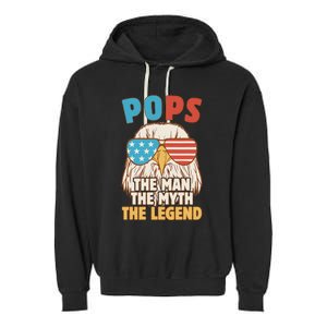 Pops The Man The Myth The Legend Father's Day Grandpa Garment-Dyed Fleece Hoodie