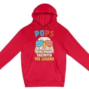 Pops The Man The Myth The Legend Father's Day Grandpa Premium Pullover Hoodie