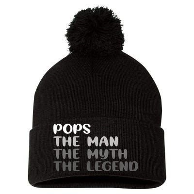 Pops The Man The Myth The Legend Pom Pom 12in Knit Beanie