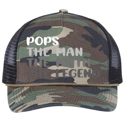 Pops The Man The Myth The Legend Retro Rope Trucker Hat Cap