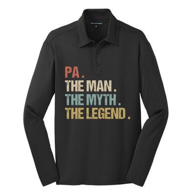 Pa The Myth Legend Meaningful Gift Dad Christmas Gift Meaningful Gift Silk Touch Performance Long Sleeve Polo