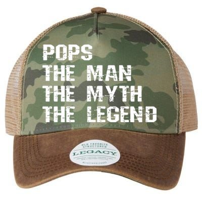 Pops The Man The Myth The Legend Legacy Tie Dye Trucker Hat