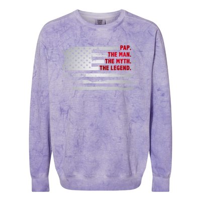 Pap The Myth Legend American Usa Flag Father’S Day Gift Colorblast Crewneck Sweatshirt