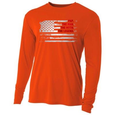 Pap The Myth Legend American Usa Flag Father’S Day Gift Cooling Performance Long Sleeve Crew