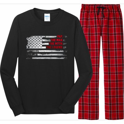 Pap The Myth Legend American Usa Flag Father’S Day Gift Long Sleeve Pajama Set