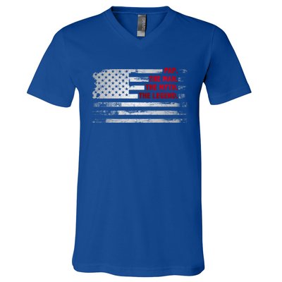 Pap The Myth Legend American Usa Flag Father’S Day Gift V-Neck T-Shirt