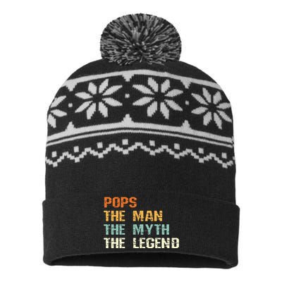 Pops The Man The Myth The Legend USA-Made Snowflake Beanie