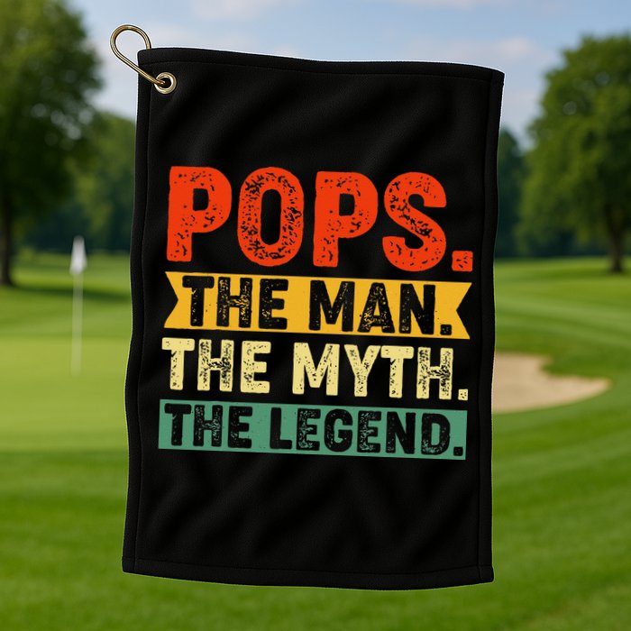 POPS THE MAN THE MYTH THE LEGEND Grandpa Gift For Dad Golf Towel