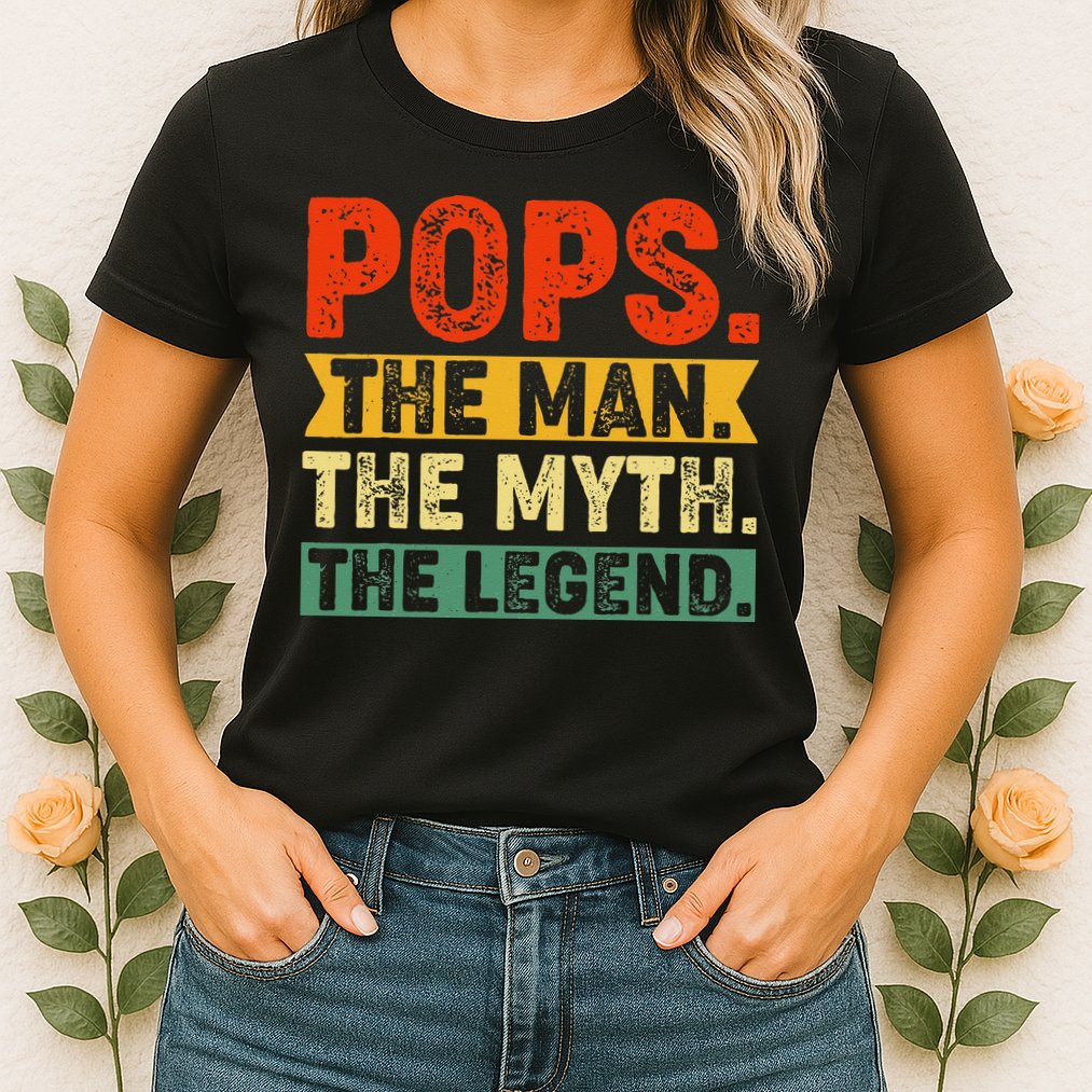 POPS THE MAN THE MYTH THE LEGEND Grandpa Gift For Dad Womens T-Shirt