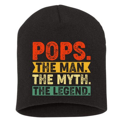 POPS THE MAN THE MYTH THE LEGEND Grandpa Gift For Dad Short Acrylic Beanie