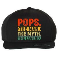 POPS THE MAN THE MYTH THE LEGEND Grandpa Gift For Dad Wool Snapback Cap