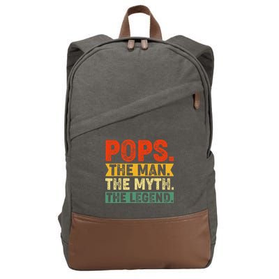 POPS THE MAN THE MYTH THE LEGEND Grandpa Gift For Dad Cotton Canvas Backpack