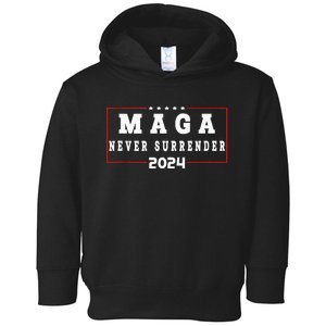 President Trump Maga Never Surrender 4th Of July 2024 Toddler Hoodie