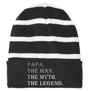 Papa The Man The Myth The Legend Striped Beanie with Solid Band