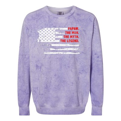 Papaw The Man Myth Legend American USA Flag Father’s Day Colorblast Crewneck Sweatshirt