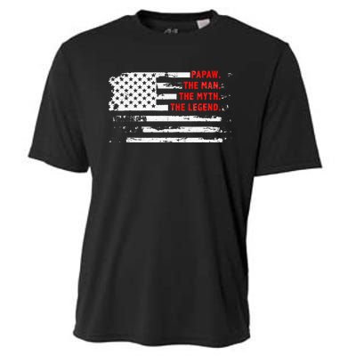 Papaw The Man Myth Legend American USA Flag Father’s Day Cooling Performance Crew T-Shirt