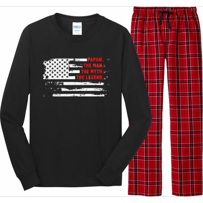 Papaw The Man Myth Legend American USA Flag Father’s Day Long Sleeve Pajama Set