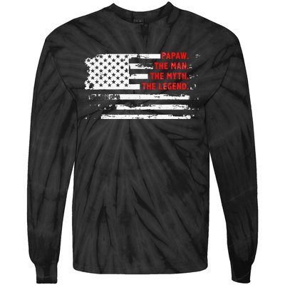 Papaw The Man Myth Legend American USA Flag Father’s Day Tie-Dye Long Sleeve Shirt