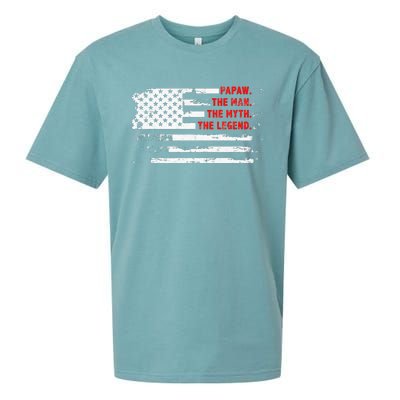 Papaw The Man Myth Legend American USA Flag Father’s Day Sueded Cloud Jersey T-Shirt