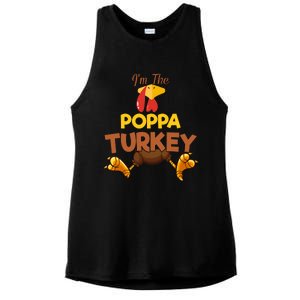 Poppa Turkey Matching Family Group Thanksgiving Gifts  Ladies PosiCharge Tri-Blend Wicking Tank