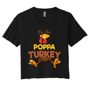 Poppa Turkey Matching Family Group Thanksgiving Gifts  Women's Crop Top Tee