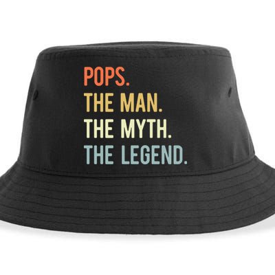 Pops The Man The Myth The Legend Retro Vintage Sustainable Bucket Hat