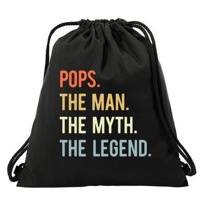 Pops The Man The Myth The Legend Retro Vintage Drawstring Bag