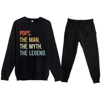 Pops The Man The Myth The Legend Retro Vintage Premium Crewneck Sweatsuit Set