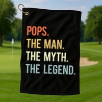 Pops The Man The Myth The Legend Retro Vintage Golf Towel