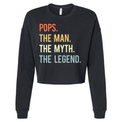 Pops The Man The Myth The Legend Retro Vintage Cropped Pullover Crew