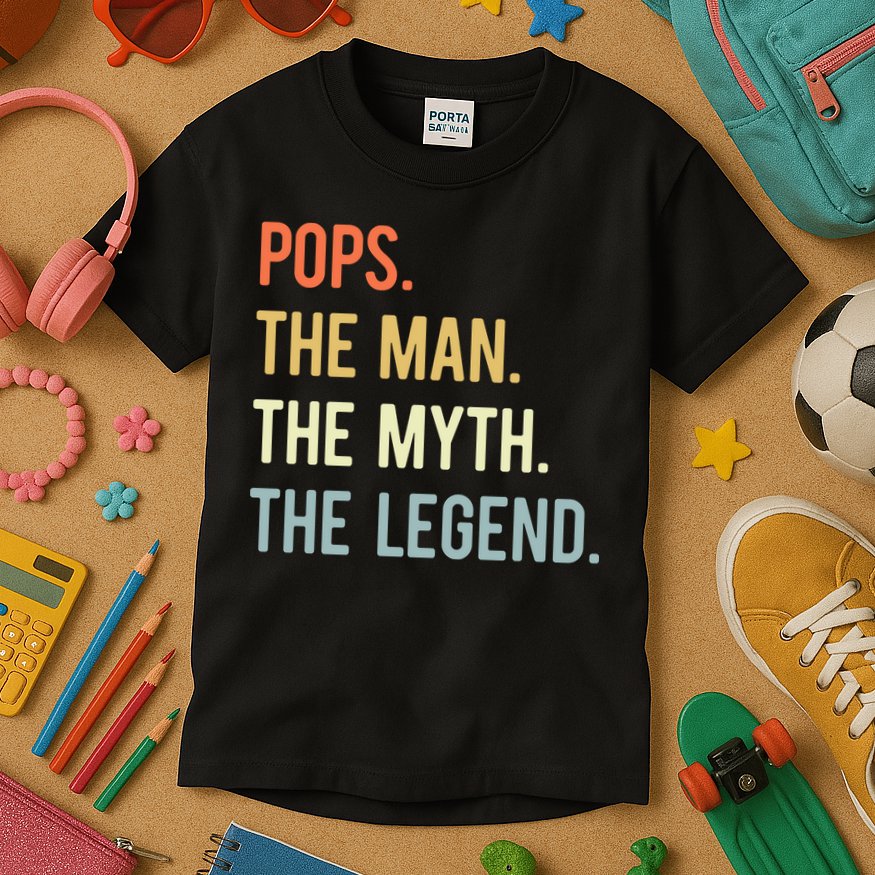 Pops The Man The Myth The Legend Retro Vintage Kids T-Shirt