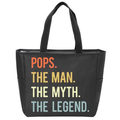 Pops The Man The Myth The Legend Retro Vintage Zip Tote Bag