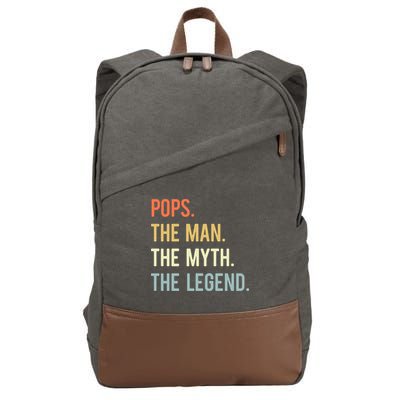 Pops The Man The Myth The Legend Retro Vintage Cotton Canvas Backpack