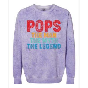 Pops The Man The Myth The Legend Fathers Day Grandpa Colorblast Crewneck Sweatshirt