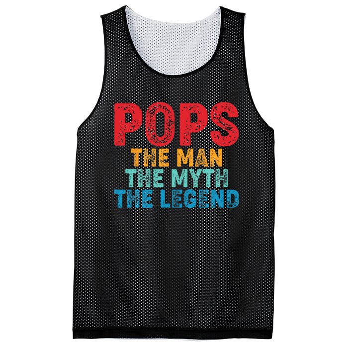 Pops The Man The Myth The Legend Fathers Day Grandpa Mesh Reversible Basketball Jersey Tank