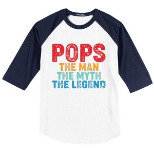 Pops The Man The Myth The Legend Fathers Day Grandpa Baseball Sleeve Shirt