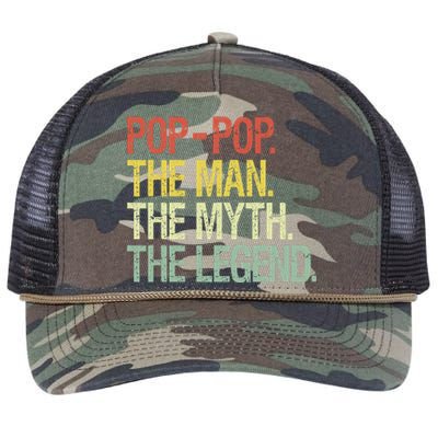 PopPop The Man The Myth The Legend Fathers Gift  Retro Rope Trucker Hat Cap