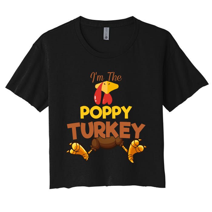 Poppy Turkey Matching Family Group Thanksgiving Gifts  Women's Crop Top Tee